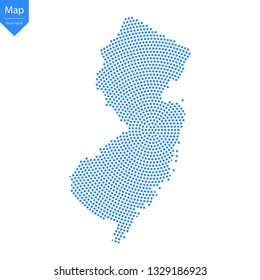 Abstract graphic New Jersey map from point blue on a white background. Vector illustration.