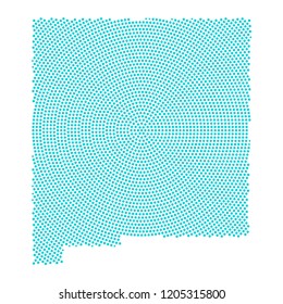 Abstract graphic New Mexico map of blue round dots. Vector illustration eps10. 