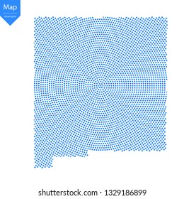Abstract graphic New Mexico map from point blue on a white background. Vector illustration.