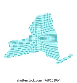 Abstract graphic New York map of blue round dots. Vector illustration eps10.