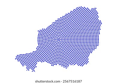 Abstract graphic Niger map from pixel blue on a white background. Vector illustration.