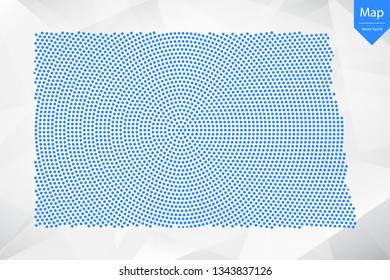 Abstract graphic North Dakota map from point blue on a white background. Vector illustration.