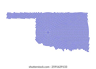 Abstract graphic Oklahoma map from pixel blue on a white background. Vector illustration.
