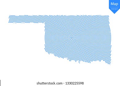 Abstract graphic Oklahoma map from point blue on a white background. Vector illustration.