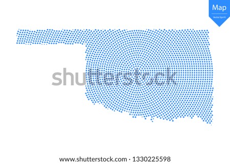 Abstract graphic Oklahoma map from point blue on a white background. Vector illustration.