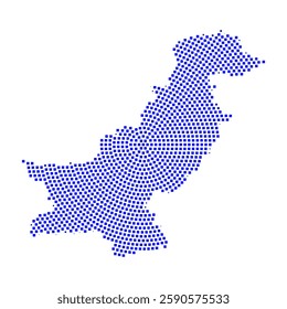 Abstract graphic Pakistan map from pixel blue on a white background. Vector illustration.
