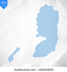 Abstract graphic Palestine map from point blue on a white background. Vector illustration.