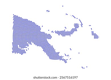 Abstract graphic Papua New Guinea map from pixel blue on a white background. Vector illustration.