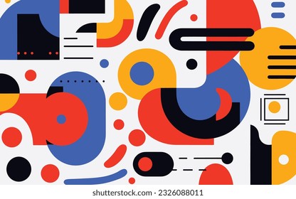 abstract graphic patterns colorful abstract elements stock vector, in the style of el lissitzky, aztec art, rounded shapes, bold patterns and typography, abstracted grotesqueries, modular patterns