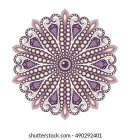 Abstract graphic pearl shape illustration. Beautiful detailed ornament for decoration. Hand drawn decorative elements in color