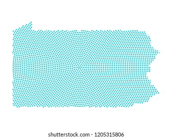 Abstract graphic Pennsylvania map of blue round dots. Vector illustration eps10. 