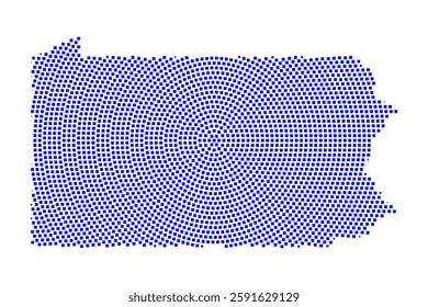 Abstract graphic Pennsylvania map from pixel blue on a white background. Vector illustration.