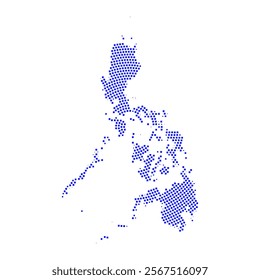 Abstract graphic Philippines map from pixel blue on a white background. Vector illustration.