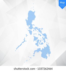 Abstract graphic Philippines map from point blue on a white background. Vector illustration.