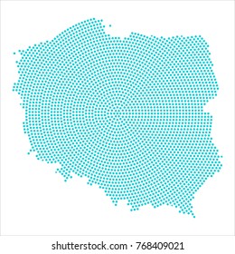 Abstract Graphic Poland Map Of Blue Round Dots. Vector Illustration Eps10.