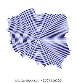 Abstract graphic Poland map from pixel blue on a white background. Vector illustration.