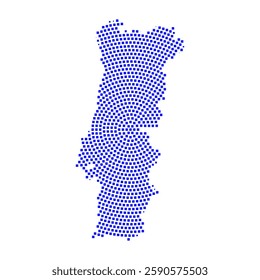 Abstract graphic Portugal map from pixel blue on a white background. Vector illustration.