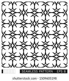 Abstract graphic print design. Vector seamless pattern. Repetitive ornament from twisted lines in a circle. 