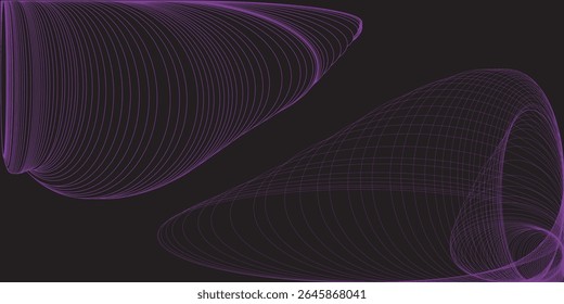 abstract graphic purple lines in motion on black background