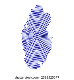 Abstract graphic Qatar map from pixel blue on a white background. Vector illustration.