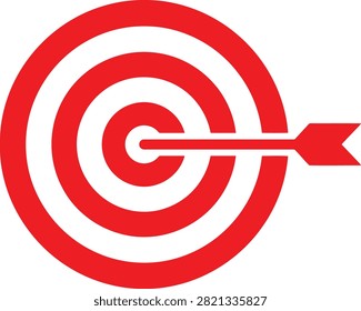 Abstract graphic representing achievement and success. A central arrow strikes the bullseye symbolizing a direct hit and goal attainment for marketing campaigns.