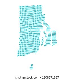 Abstract graphic Rhode Island map of blue round dots. Vector illustration eps10. 