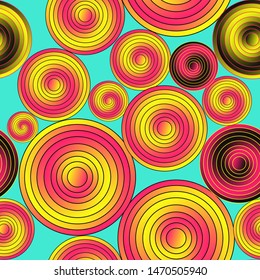 abstract graphic round targets seamless pattern in pop bright shades