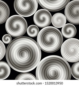 abstract graphic round targets seamless pattern in silver shades