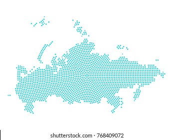 Abstract graphic Russia Map of blue round dots. Vector illustration Eps 10.