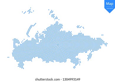 Abstract graphic Russia map from point blue on a white background. Vector illustration.