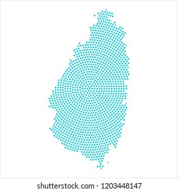 Abstract graphic Saint Lucia map of blue round dots. Vector illustration eps10. 