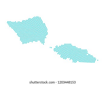 Abstract graphic Samoa map of blue round dots. Vector illustration eps10. 