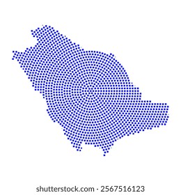 Abstract graphic Saudi Arabia map from pixel blue on a white background. Vector illustration.