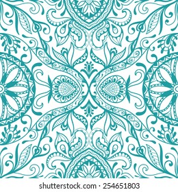Abstract graphic seamless background. Hand drawn floral and geometric pattern. Can be used for card design, wallpaper, pattern fills, web page background, surface textures.