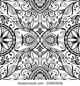 Abstractas fondo gráfico sin fisuras. Dibujado a mano patrón geométrico. Puede ser utilizado para el diseño de la tarjeta, el Fondo de pantalla, los rellenos del patrón, el fondo de la página del Web, las texturas superficiales. Blanco y negro
