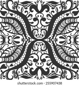 Abstract graphic seamless background. Hand drawn geometric pattern. Can be used for card design, wallpaper, pattern fills, web page background, surface textures. Black and white