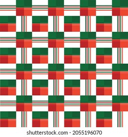 Abstract graphic seamless of four square boxes and lines red and green are repeating and duplicate .Vector beautiful pattern design for decorating , fabric, wrapping, textile, wallpaper, apparel,tile