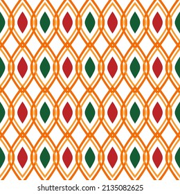 Abstract graphic seamless of orange, red , yellow and green color diamonds  repeating and duplicate .Vector beautiful pattern design for decorating ,fabric, wrapping, textile, wallpaper, apparel, tile