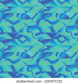 Abstract graphic seamless pattern with blue and mint triangles.