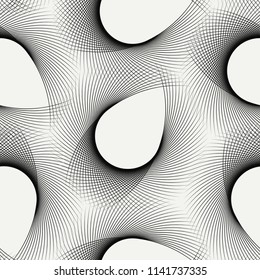 abstract graphic seamless pattern with curved web in black on ivory 