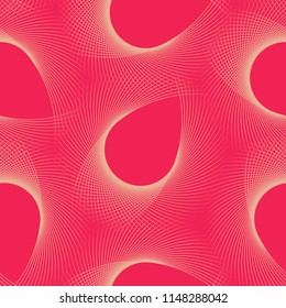 abstract graphic seamless pattern with curved web in ivory on red 