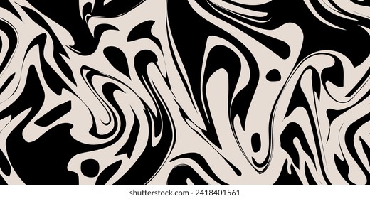 Abstract Graphic Seamless Pattern. Liquid black marble texture. Vector Illustration