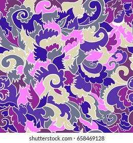 Abstract graphic seamless pattern with a picture of plant curls. Color pattern. Vector illustration. 