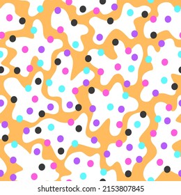 Abstraktes, nahtloses Muster mit Flecken verschiedener Formen und Farbpunkte