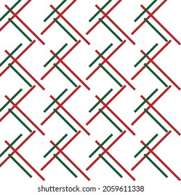 Abstract graphic seamless of red and green lines are parallel and crossed, repeating and duplicate .Vector beautiful pattern design for decorating , fabric, wrapping, textile, wallpaper, apparel,tile.
