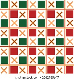 Resumen gráfico sin soldadura de cuadrado rojo y verde con cruz de líneas amarillas.Diseño vectorial de patrón tartán hermoso para la decoración , tela, envoltura, textil, papel pintado, vestimenta, azulejos