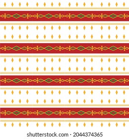 Abstract graphic seamless of small golden lines are parallel with diamonds in red tape. Vector beautiful Asian clothing  pattern design for decorating , fabric, wrapping, textile, wallpaper, apparel