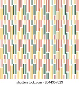 Abstract graphic seamless of Small red,green squares with yellow lines strips are repeating .Vector beautiful mosaic pattern design for decorating , fabric, wrapping, textile, wallpaper, apparel,tile.