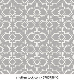 Abstract, graphic seamless vector pattern in the style of the drawings of the Aztecs