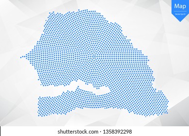 Abstract graphic Senegal map from point blue on a white background. Vector illustration.